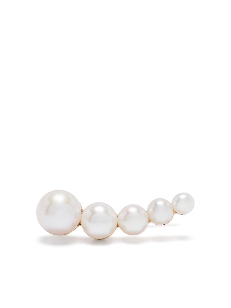 14k Recyled Yellow Gold Petite Croissant Japonais Pearl Earring