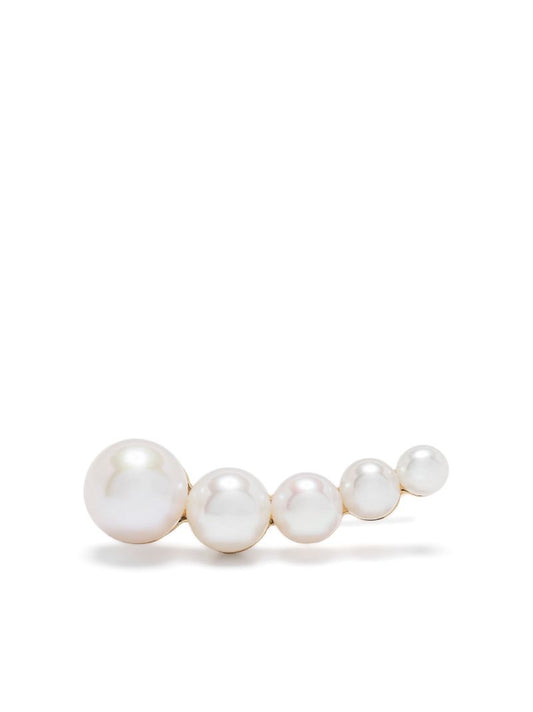 14k Recyled Yellow Gold Petite Croissant Japonais Pearl Earring