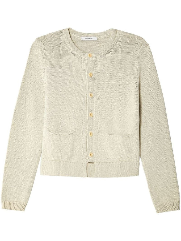 Neutral Buttoned Cotton Cardigan