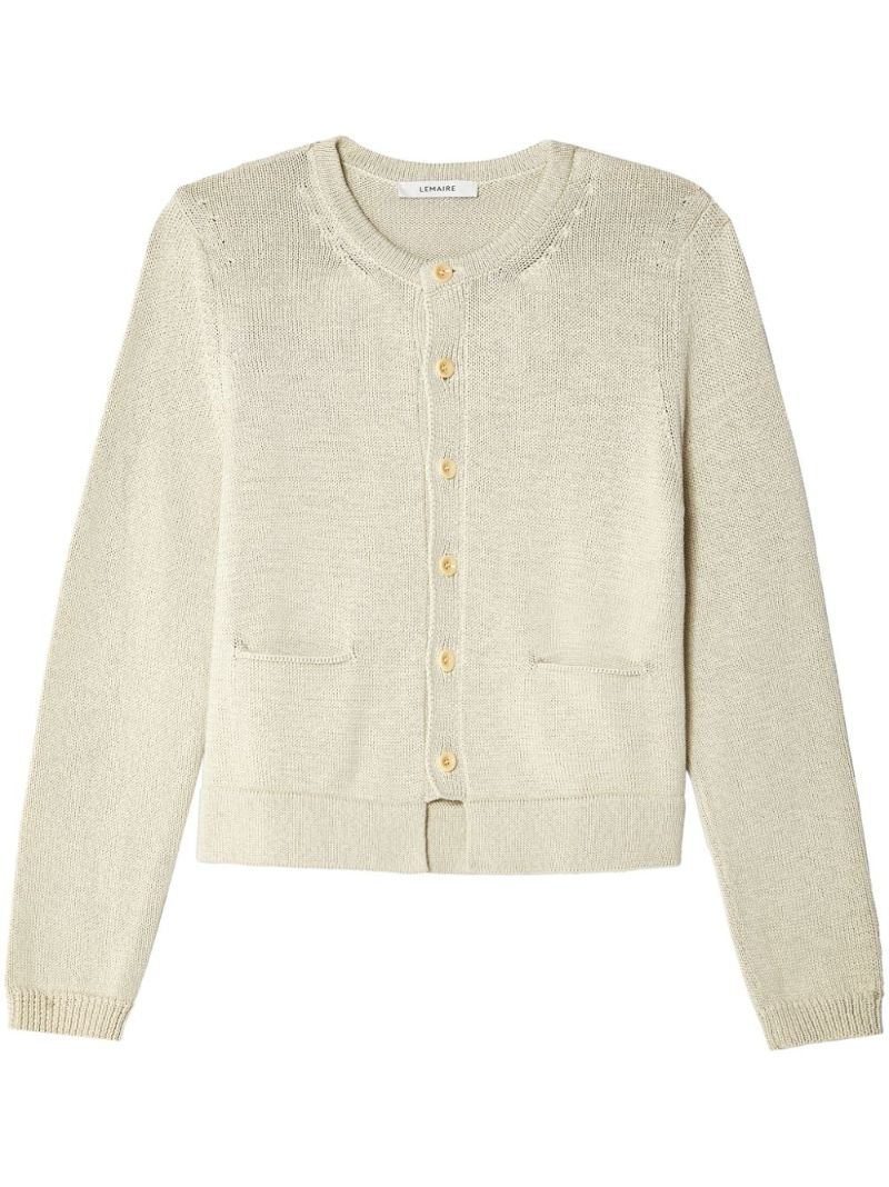 Neutral Buttoned Cotton Cardigan