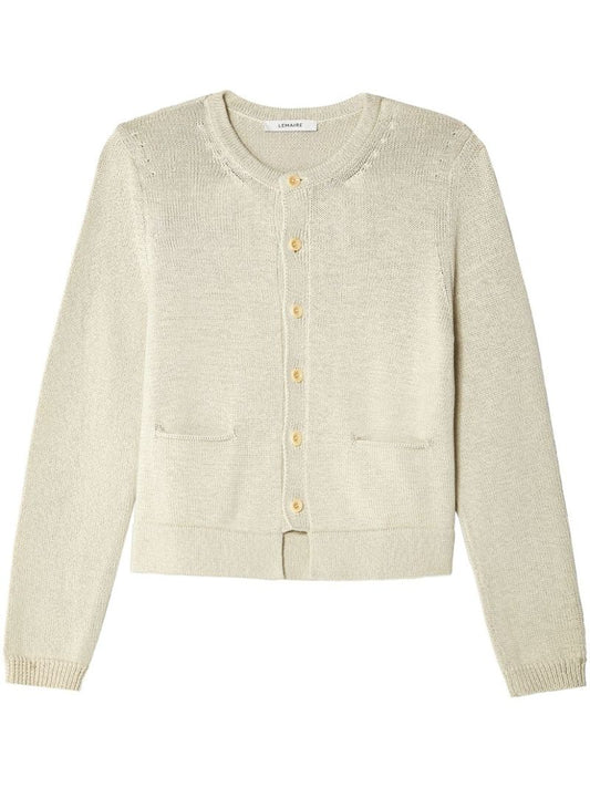 Neutral Buttoned Cotton Cardigan