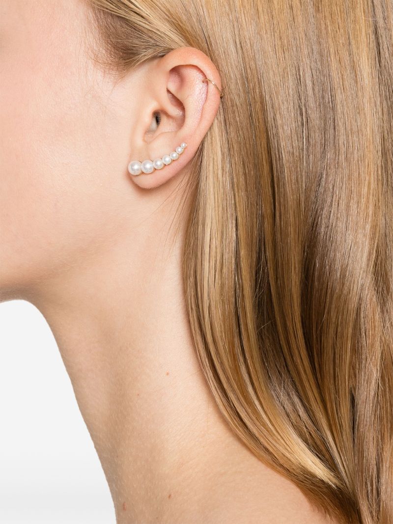 14k Recycled Yellow Gold Croissant Japonais Pearl Earring