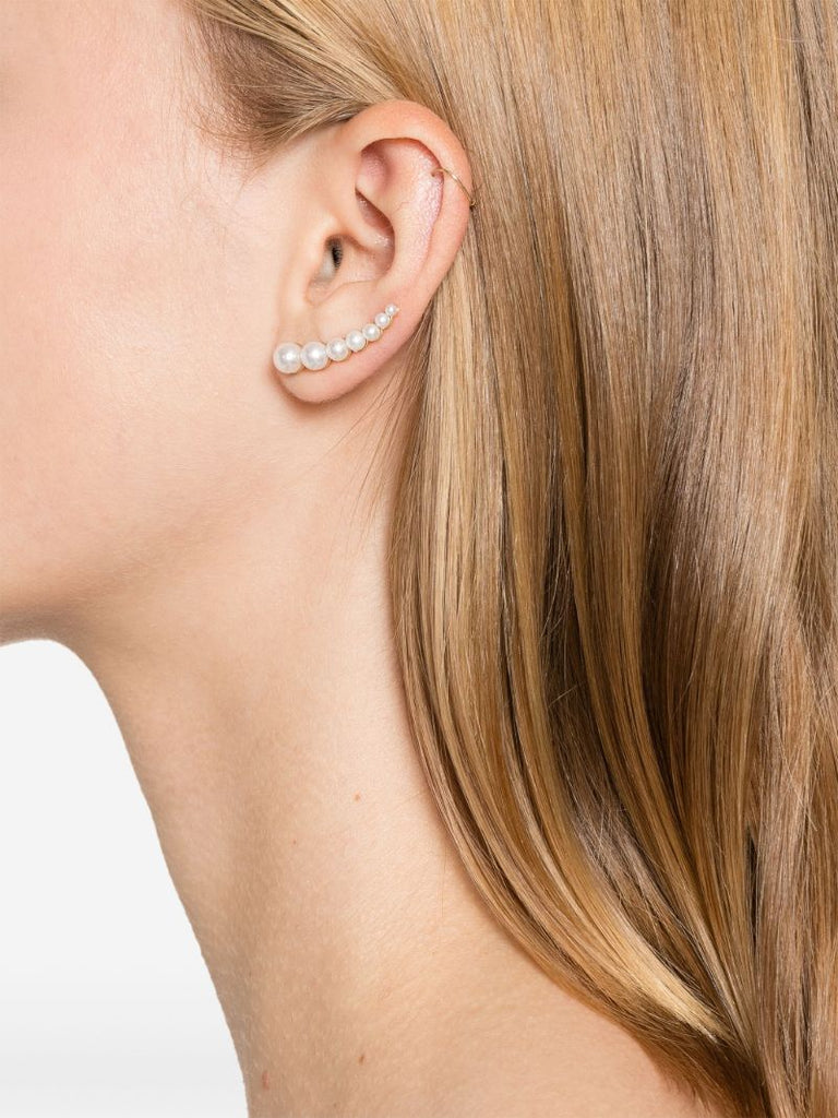 14k Recycled Yellow Gold Croissant Japonais Pearl Earring