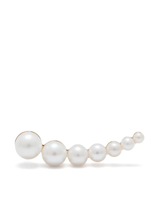 14k Recycled Yellow Gold Croissant Japonais Pearl Earring