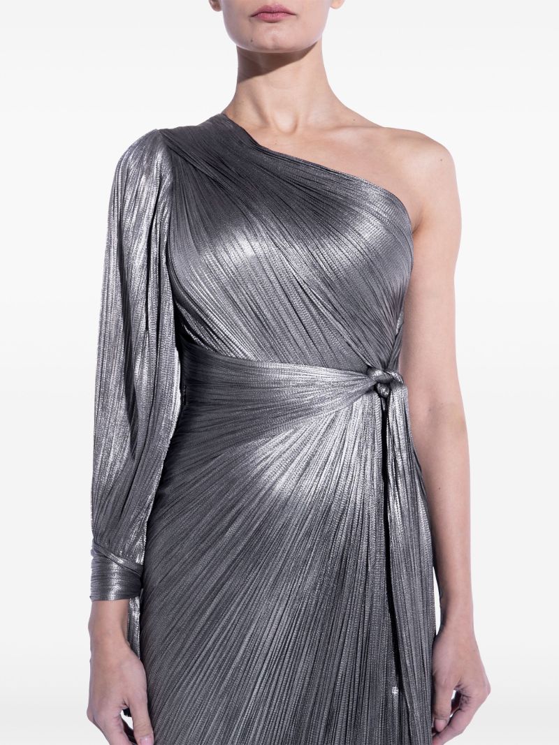Silver-tone Palmer Asymmetric PlissÃ_x0083_Â©-tulle Gown