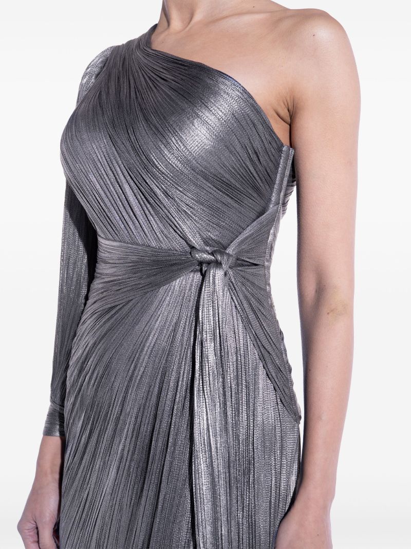Silver-tone Palmer Asymmetric PlissÃ_x0083_Â©-tulle Gown