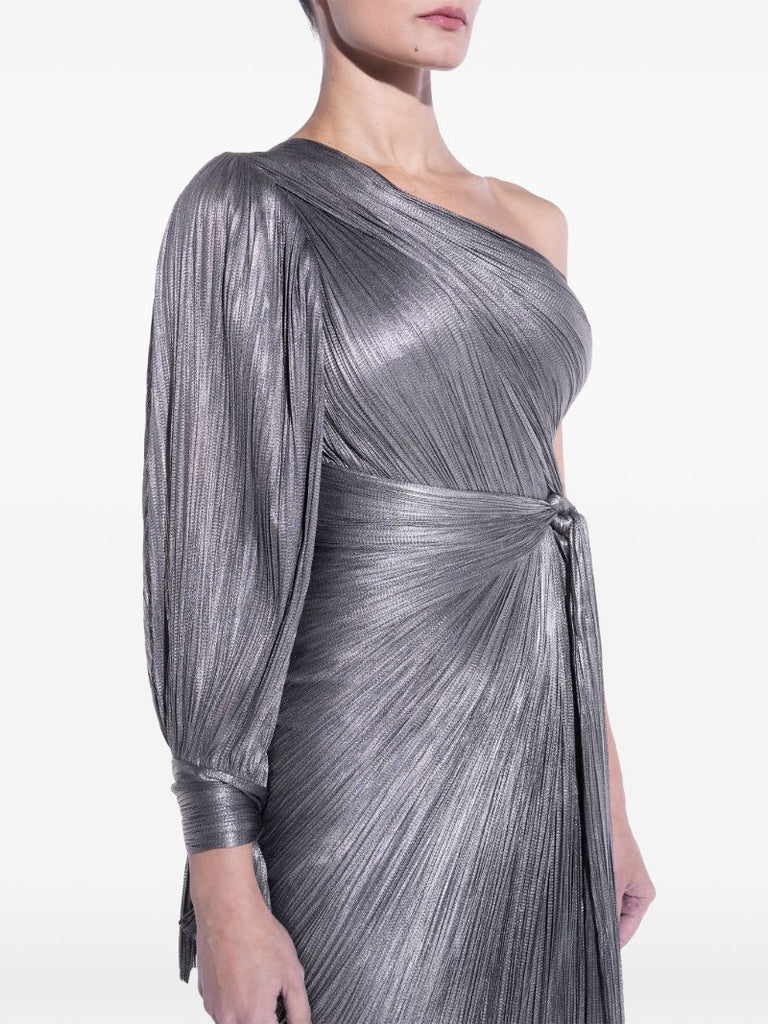 Silver-tone Palmer Asymmetric PlissÃ_x0083_Â©-tulle Gown
