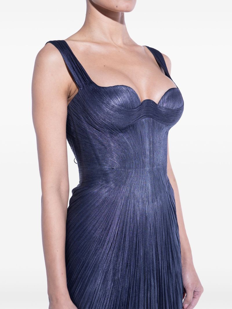 Blue Anais Pleated Corset Gown