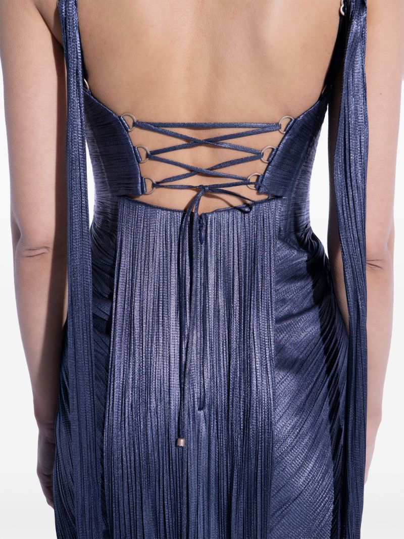 Blue Anais Pleated Corset Gown