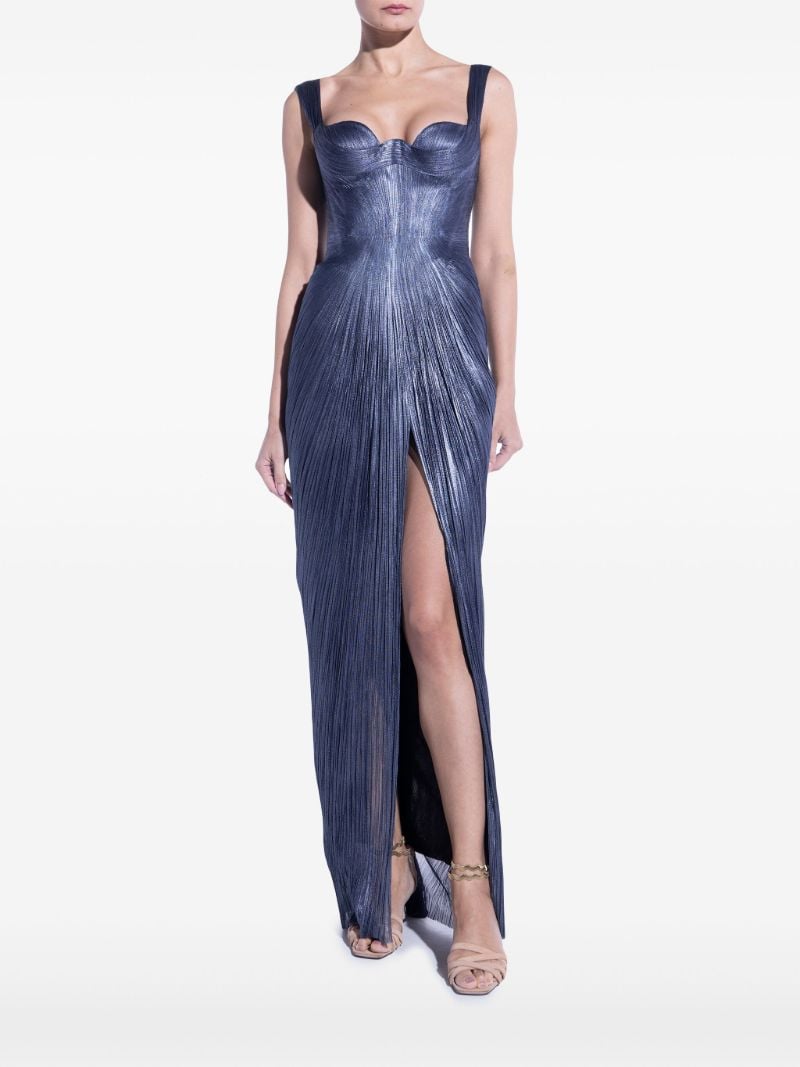 Blue Anais Pleated Corset Gown