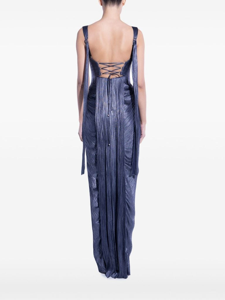 Blue Anais Pleated Corset Gown