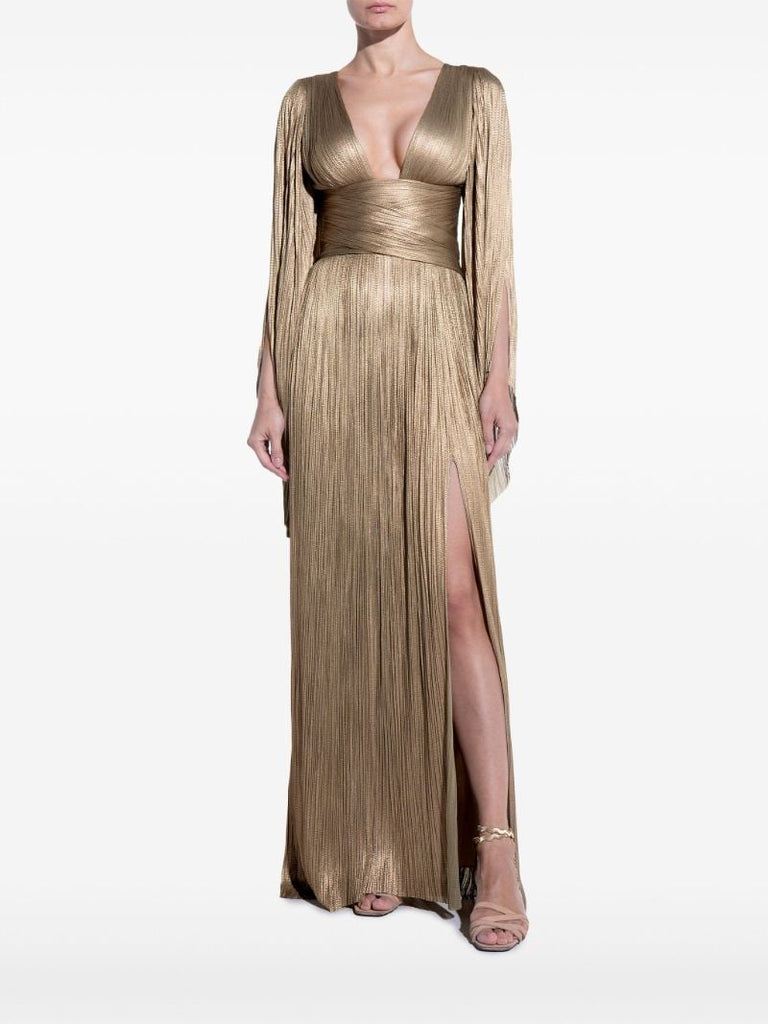 Gold-tone Alana Flared-sleeve Gown