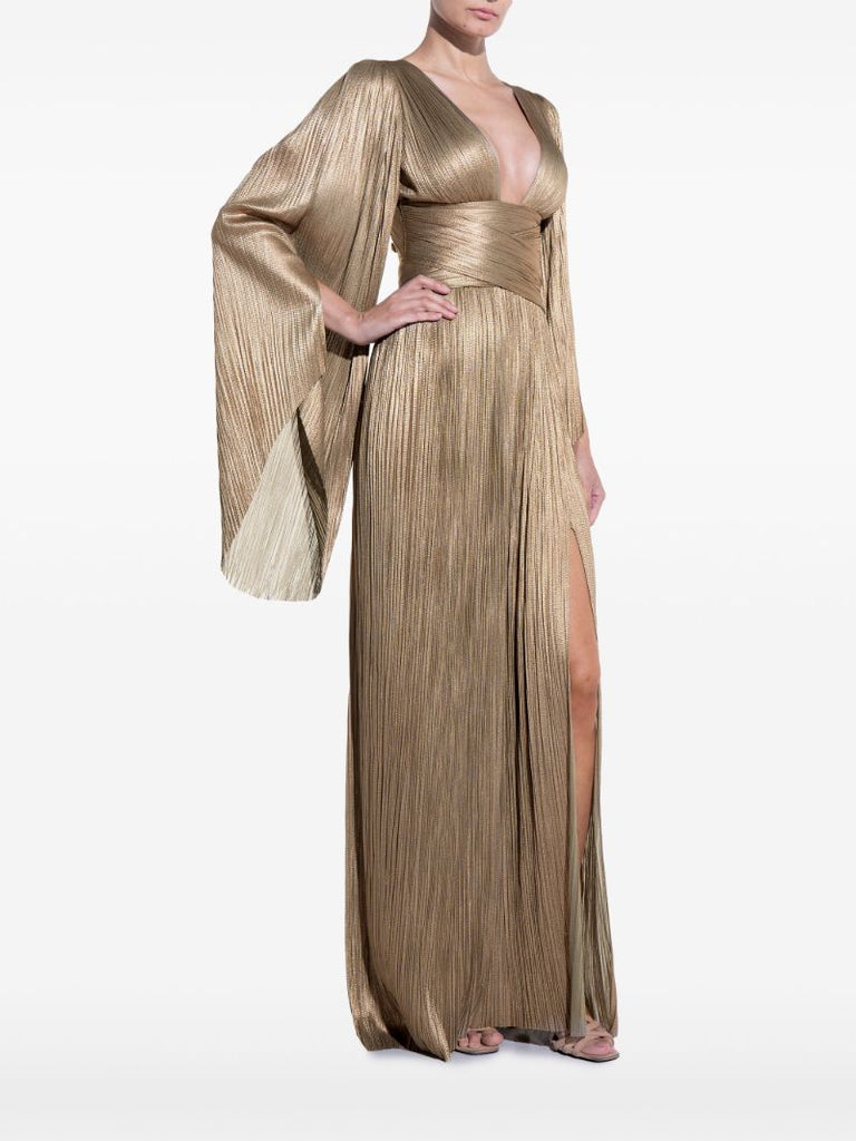 Gold-tone Alana Flared-sleeve Gown