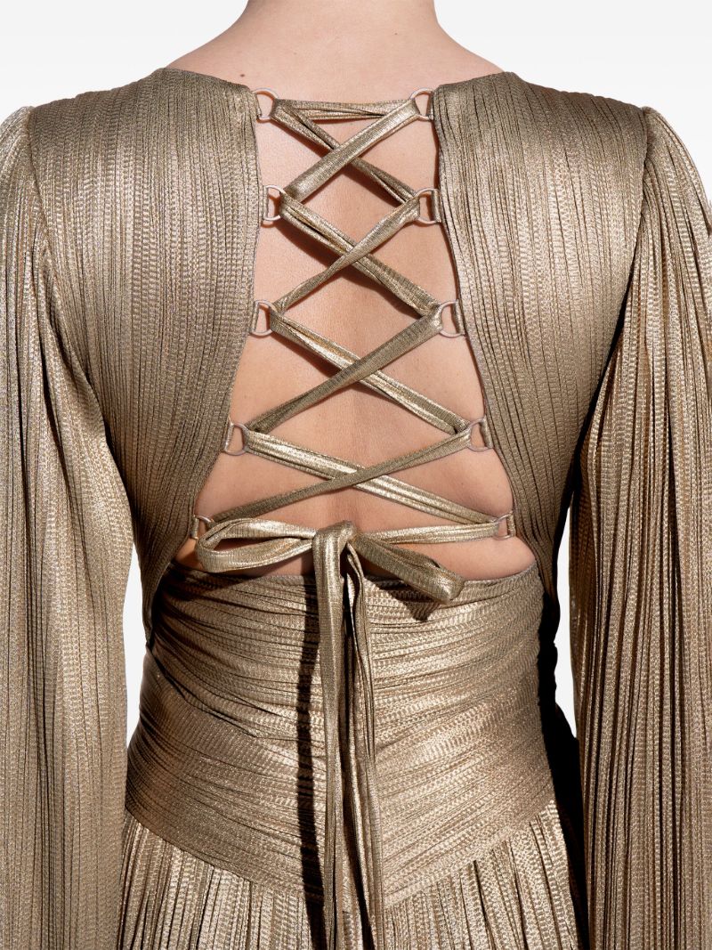 Gold-tone Alana Flared-sleeve Gown