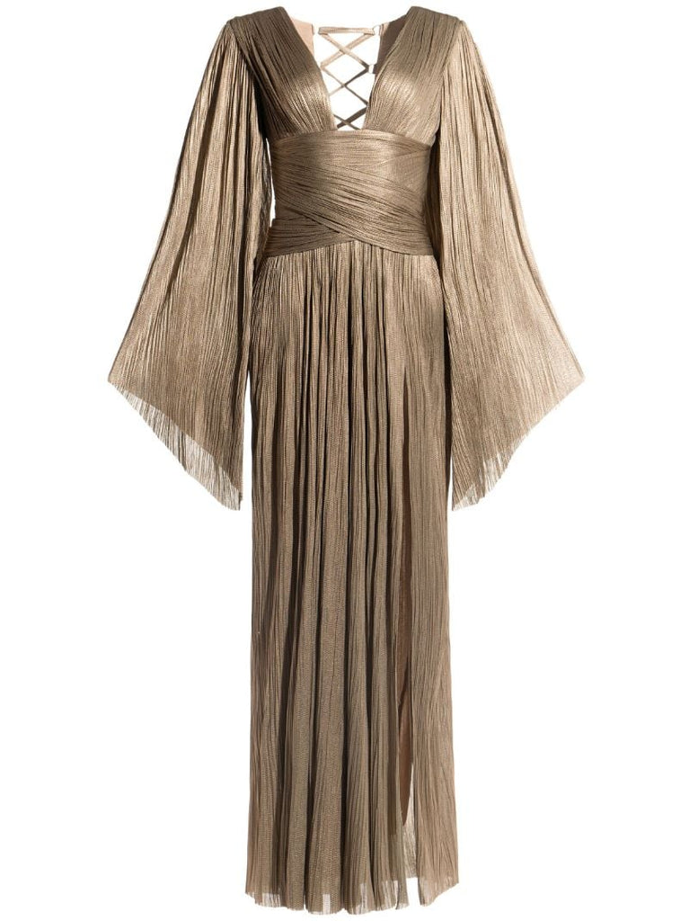 Gold-tone Alana Flared-sleeve Gown