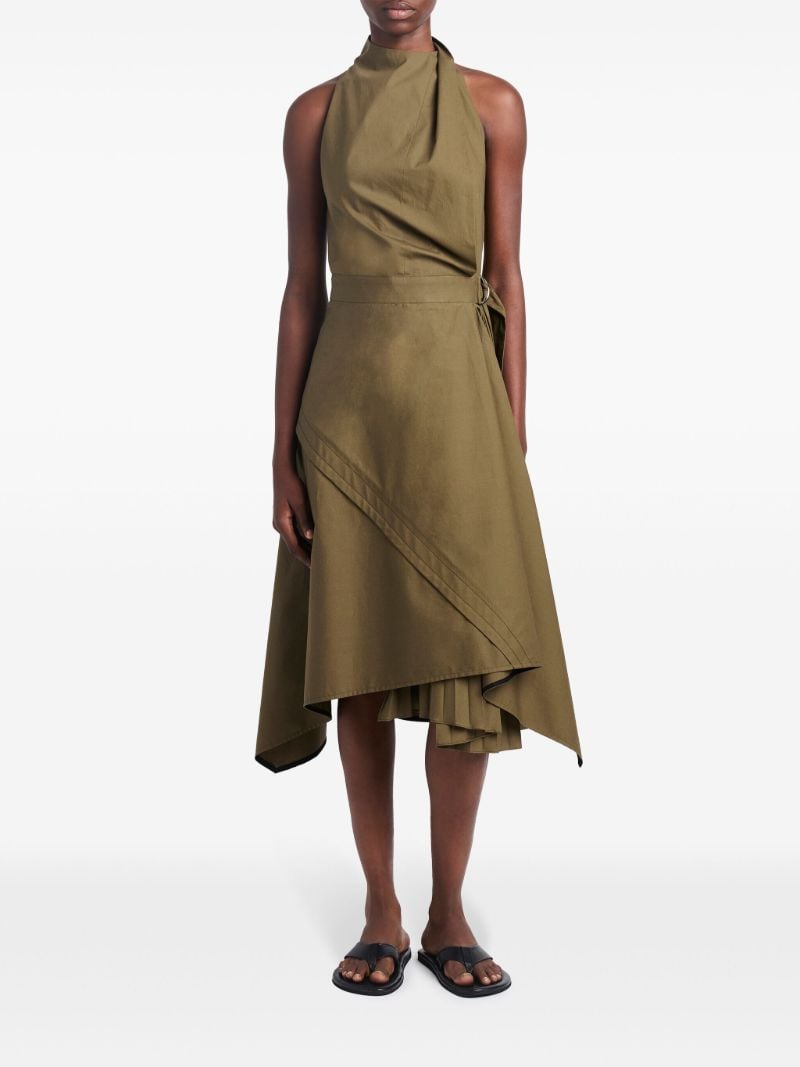 Green Yoko Poplin Asymmetric Dress