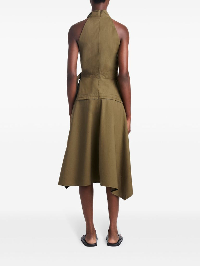 Green Yoko Poplin Asymmetric Dress