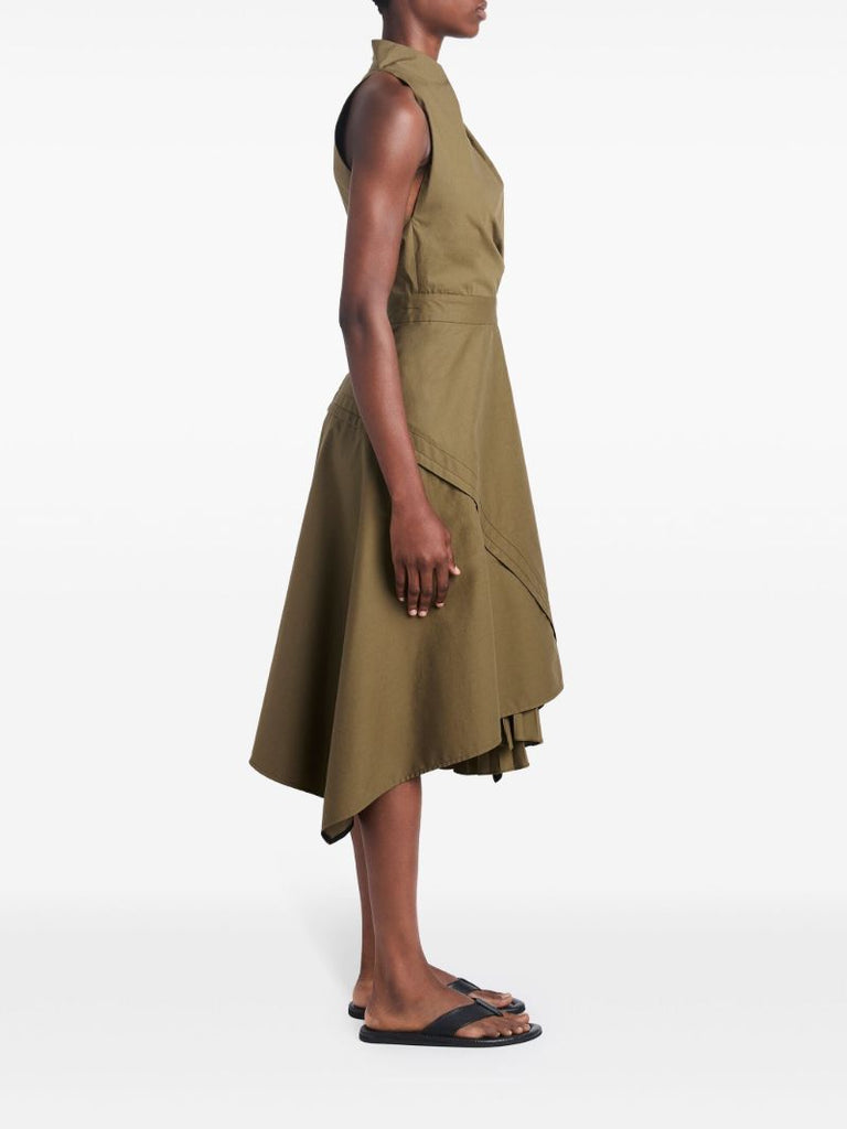 Green Yoko Poplin Asymmetric Dress