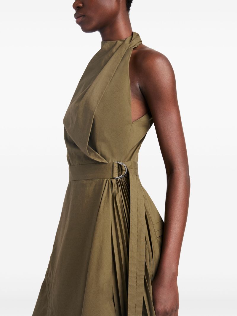 Green Yoko Poplin Asymmetric Dress