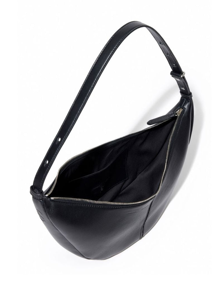 Black Slide Leather Shoulder Bag