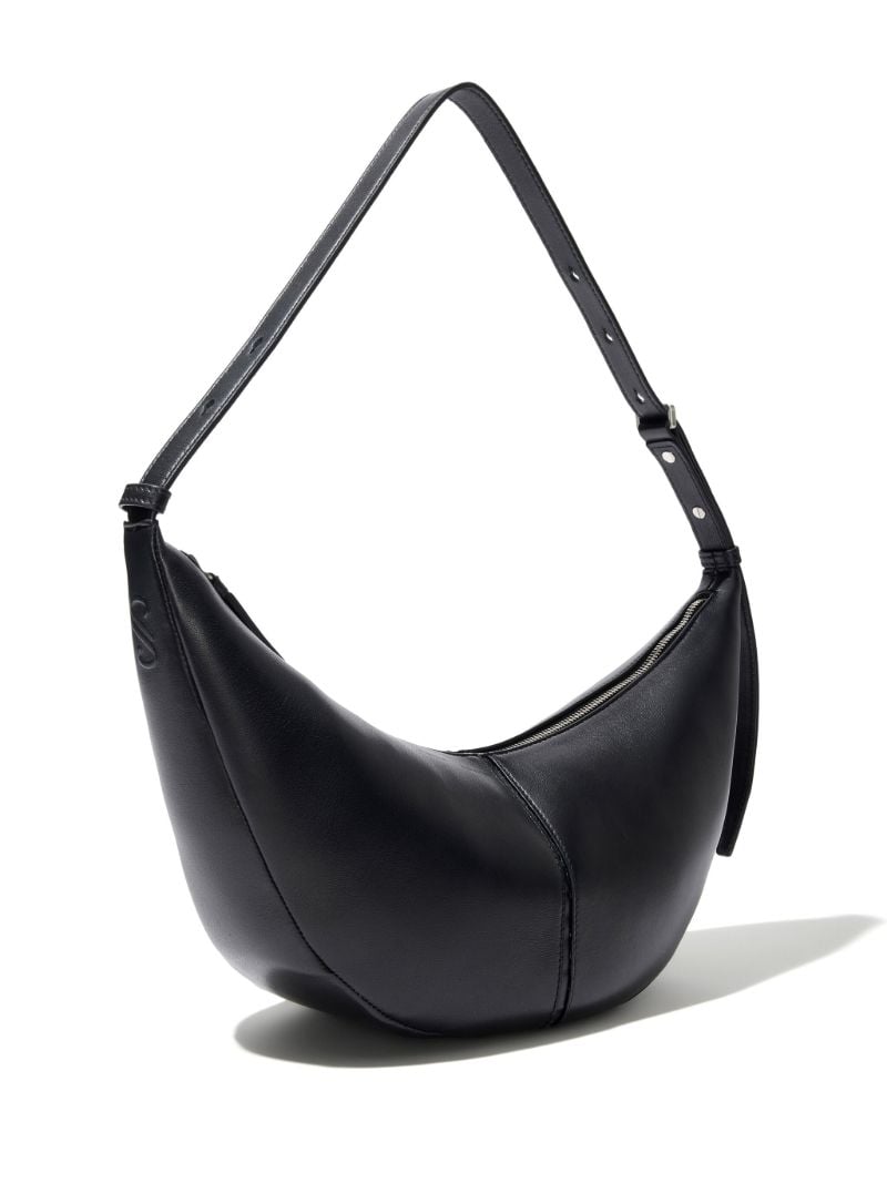 Black Slide Leather Shoulder Bag
