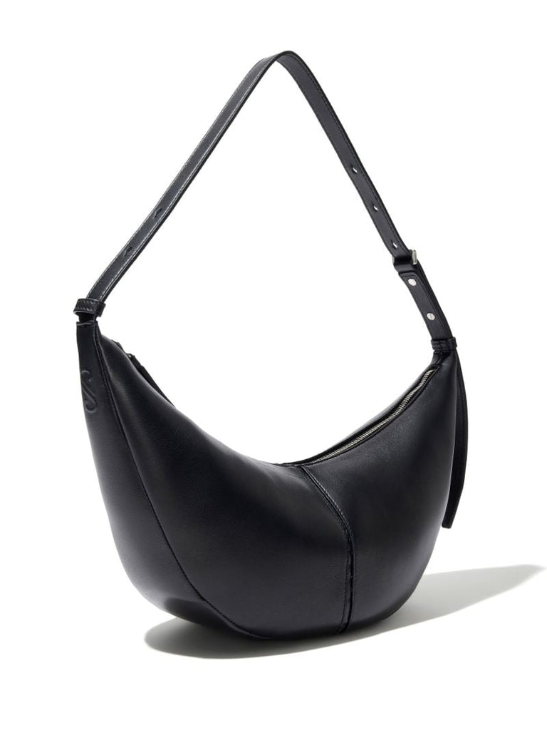 Black Slide Leather Shoulder Bag
