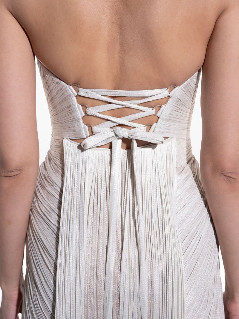 White Jasleen Pleated Gown