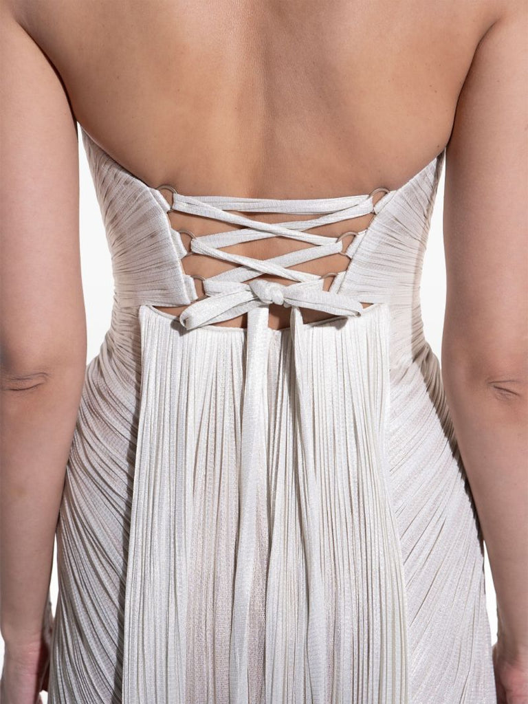 White Jasleen Pleated Gown