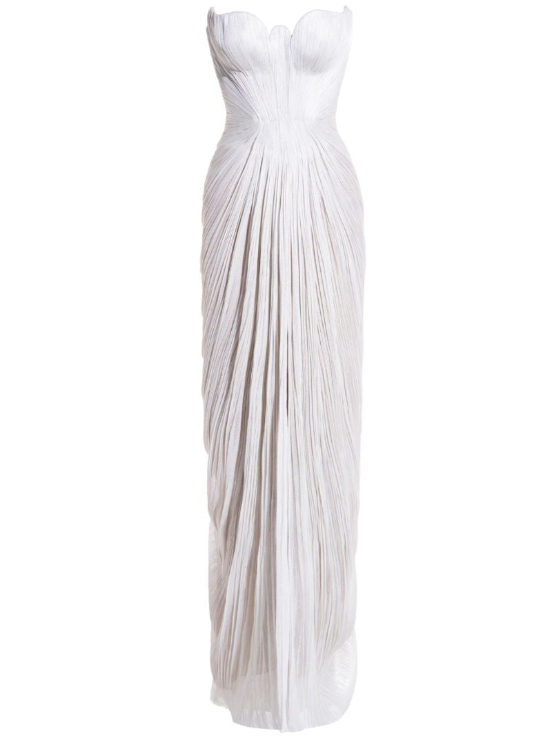 White Jasleen Pleated Gown