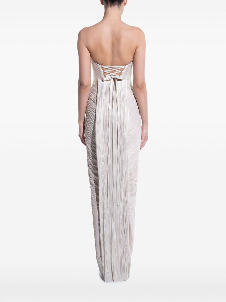 White Jasleen Pleated Gown