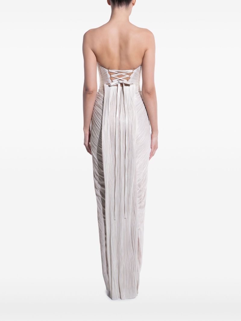 White Jasleen Pleated Gown