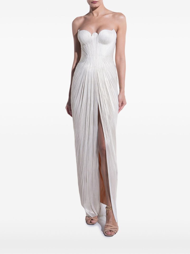 White Jasleen Pleated Gown