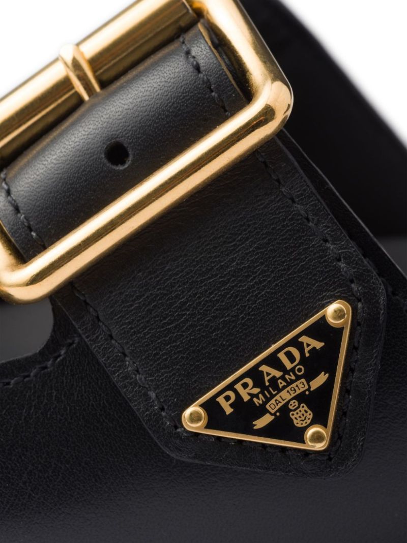 Black Triangle-logo Leather Slides