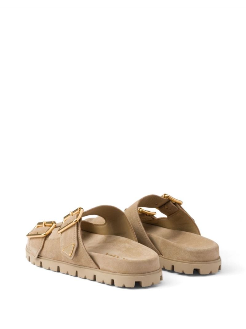 Neutral Triangle Logo Suede Slides