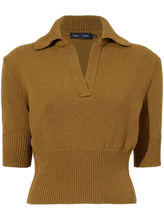 Brown Reeve Knitted Polo Top