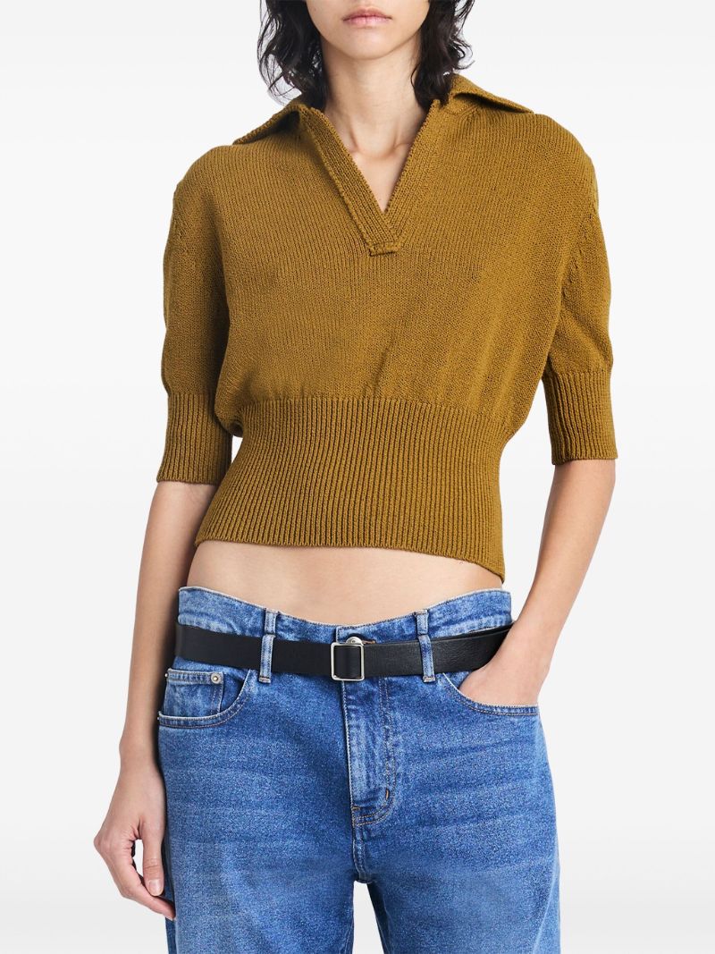 Brown Reeve Knitted Polo Top