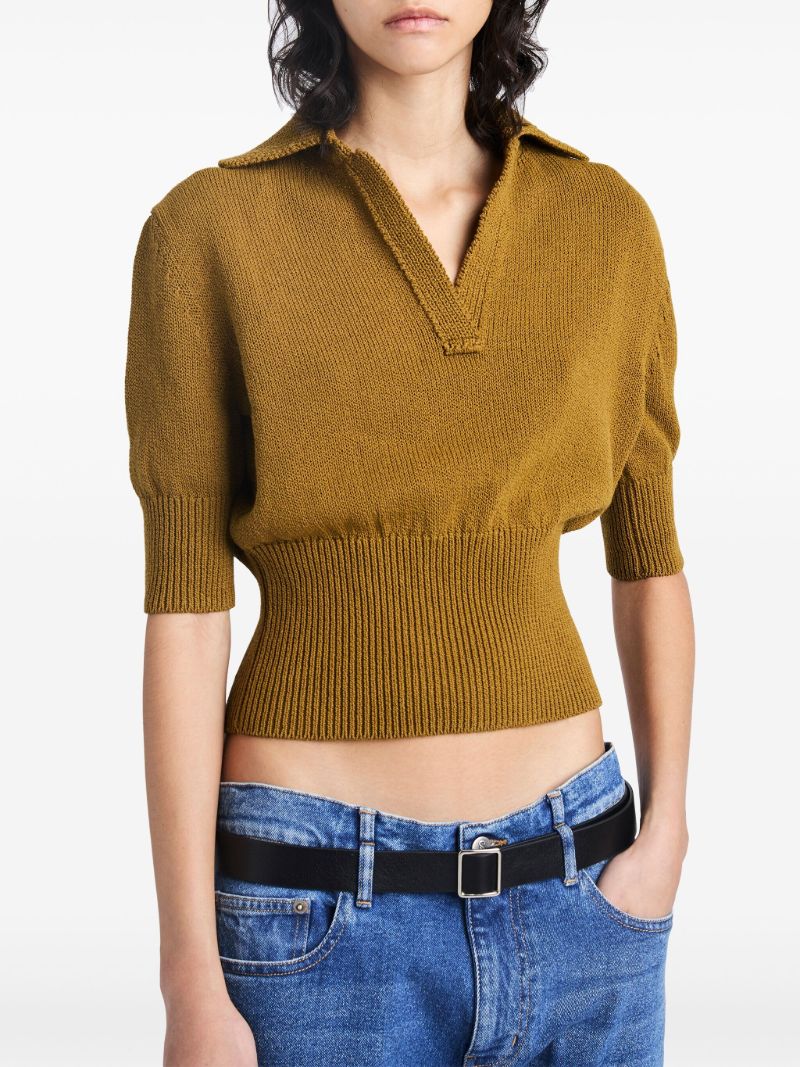 Brown Reeve Knitted Polo Top
