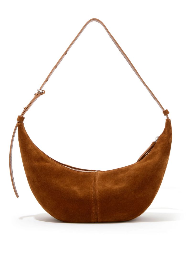 Brown Slide Suede Shoulder Bag