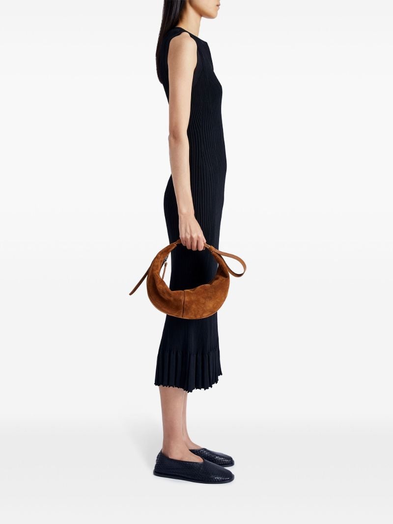 Brown Slide Suede Shoulder Bag