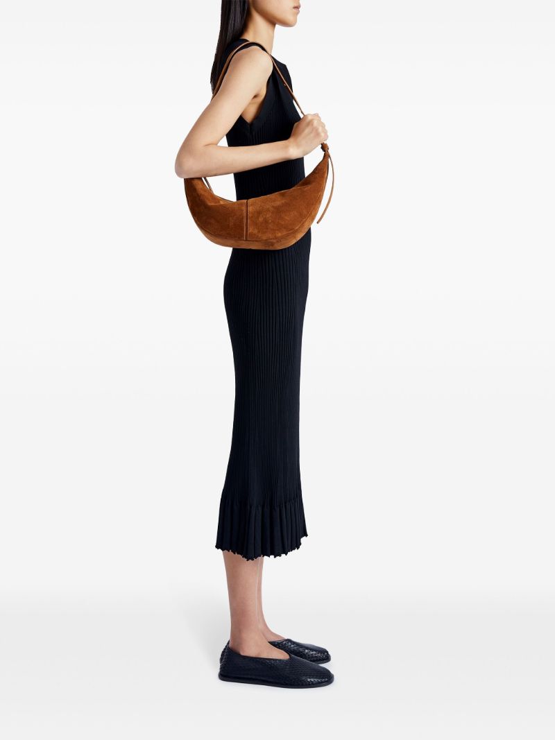 Brown Slide Suede Shoulder Bag