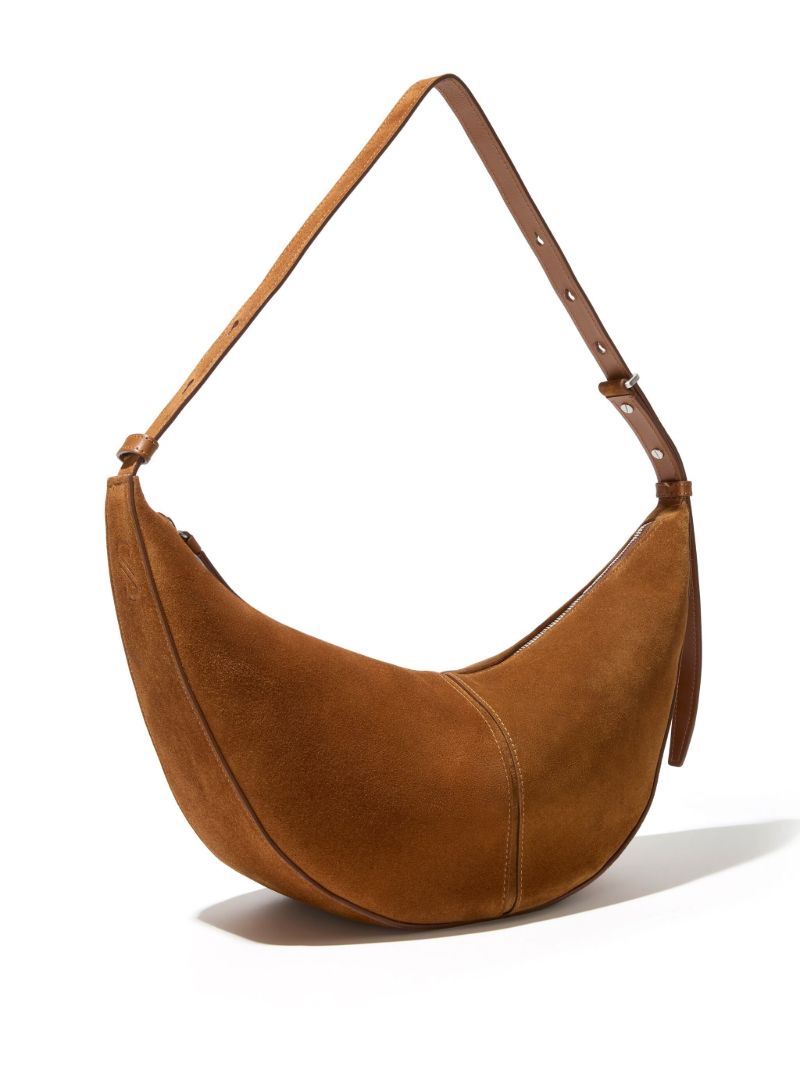 Brown Slide Suede Shoulder Bag