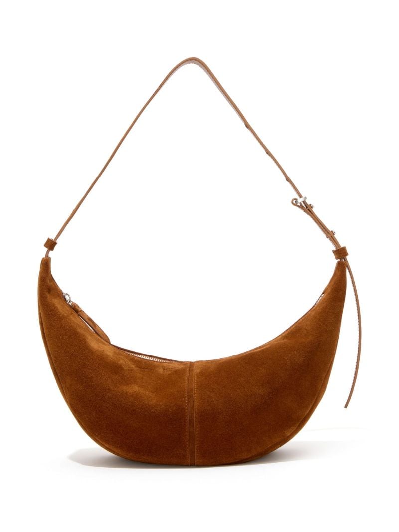 Brown Slide Suede Shoulder Bag