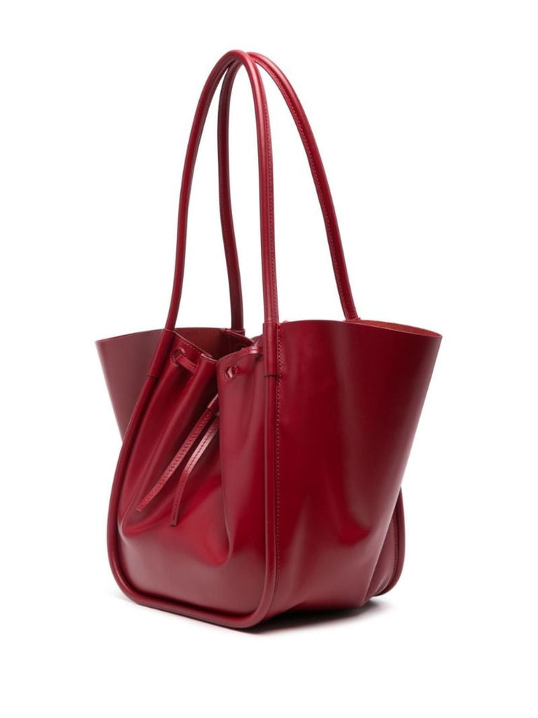 Red Large Ruched Tote Bag