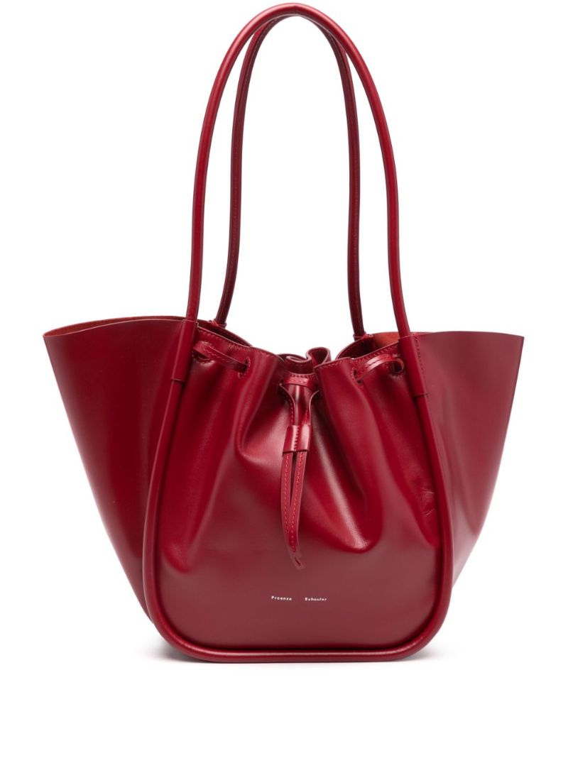 Red Large Ruched Tote Bag