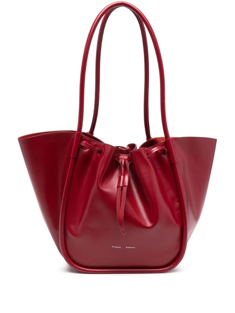 Red Large Ruched Tote Bag