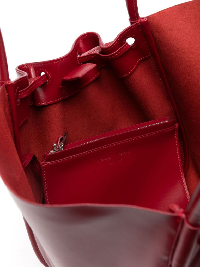 Red Large Ruched Tote Bag