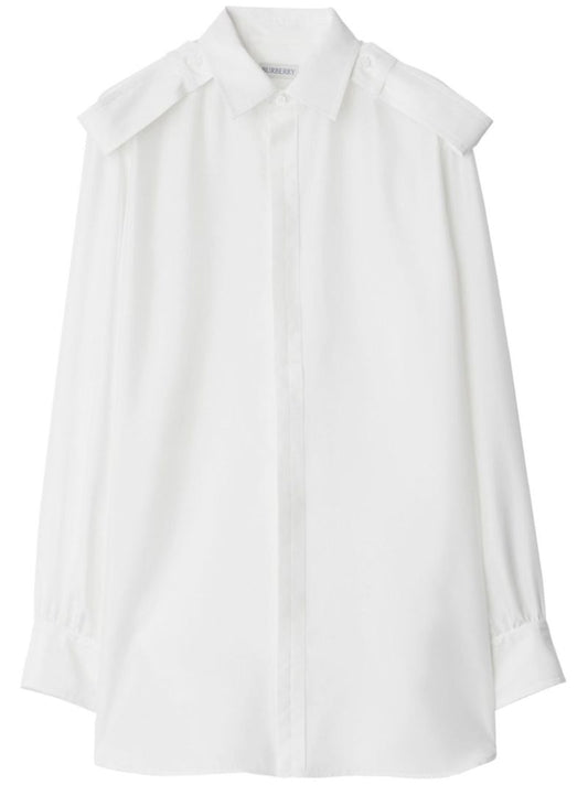 White Point-collar Silk Shirt