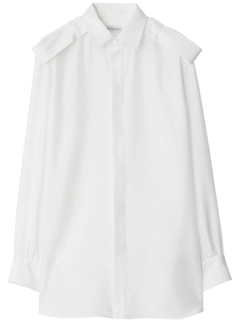 White Point-collar Silk Shirt