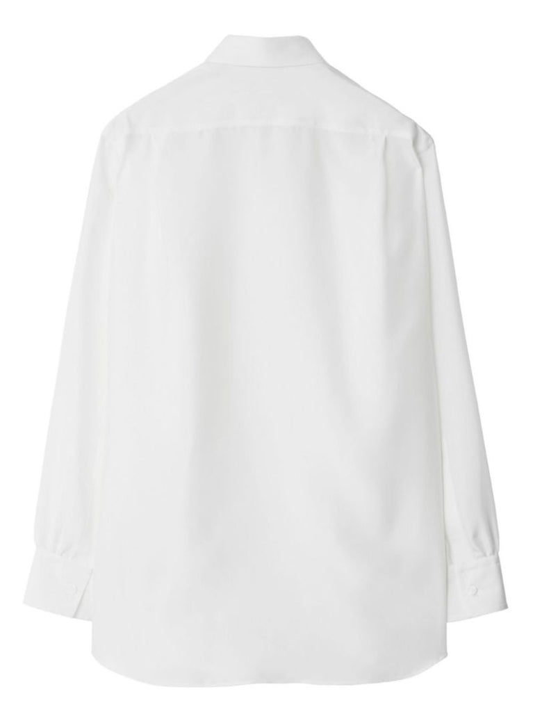White Point-collar Silk Shirt