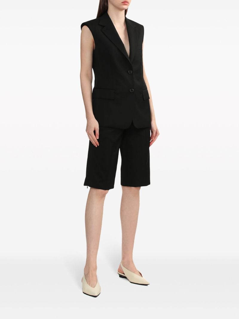 Black Pleat-detail Tailored Shorts